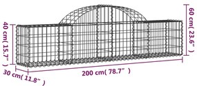 vidaXL Συρματοκιβώτια Τοξωτά 50 τεμ. 200x30x40/60 εκ. Γαλβαν. Ατσάλι