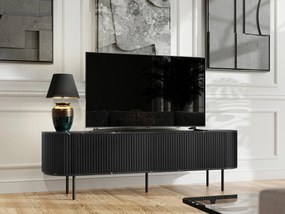 Τραπέζι Tv Charlotte 196, Μαύρο, Μαύρο μάρμαρο, 180x55x40cm, 35 kg | Epipla1.gr