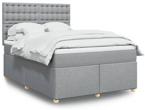 Κρεβάτι Boxspring με Στρώμα Ανοιχτό Γκρι 140x190 εκ. Υφασμάτινο - Γκρι