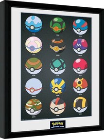 Αφίσα σε κορνίζα Pokemon - Pokeballs