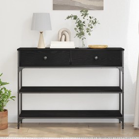 vidaXL Κονσόλα Μαύρο Δρυς 100x25x75 εκ Κατασκευασμένο ξύλο & Χάλυβας