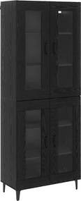 vidaXL Highboard Μαύρη Οξυά 69,5 x 34 x 180 εκ. Επεξεργασμένο Ξύλο