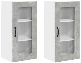 vidaXL Ντουλάπα Κουζίνας με ράφι 2 pcs Σκυρόδεμα Γκρι 40 x 31 x 80 εκ.