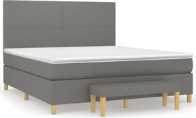 vidaXL Κρεβάτι Boxspring με Στρώμα Σκούρο Γκρι 160x200 εκ Υφασμάτινο