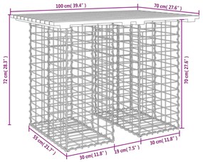 Πάγκος Κήπου Συρματοκιβώτιο 100x70x72 εκ. Μασίφ Ψευδοτσούγκα - Καφέ