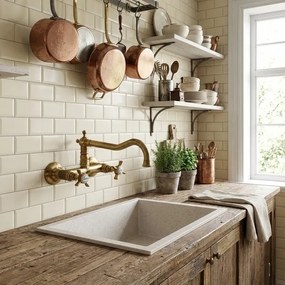 Sanitec Classic 341 (50×40) - Γρανιτένιος νεροχύτης - Metallic CREAM