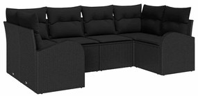 vidaXL Σετ Καναπέ Κήπου με μαξιλάρι 6 pcs Μαύρο Πολυ Ρατάν