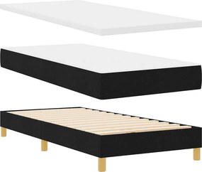 vidaXL LED Κρεβάτι με βάθρο με κεφαλάρι Μαύρο 100 x 200 cm ύφασμα