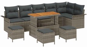 vidaXL Σετ Καναπέ Κήπου 10 pcs Γκρι συνθετικό ρατάν