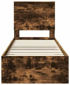 vidaXL Σκελετός Κρεβατιού Καπνιστό Δρύινο και Ασημί 75 x 190 cm