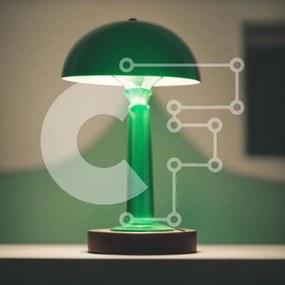 Intra Συλλεκτικό Ξύλινο Παζλ Plywood 4mm - Πράσινο γυάλινο φωτιστικό σε ξύλινο γραφείο Σε Ξύλινο Κουτί - Διαστάσεις: 10x10 cm – 25 κομμάτια