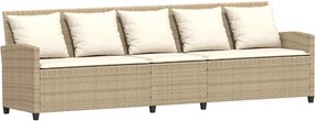 vidaXL Καναπές κήπου 5θέσιος με μαξιλάρια Μπεζ Poly Rattan