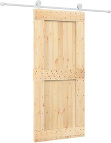 vidaXL Συρόμενη Πόρτα Φυσικό και Λευκό 90 x 210 cm