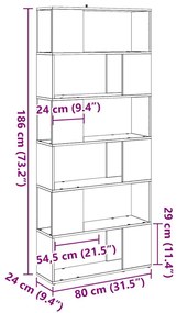 Ντουλάπα βιβλίων/Διαχωριστής δωματίου Δρυς τεχνίτης 80x24x186cm - Καφέ
