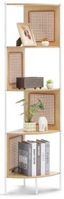 VEVOR Rattan Corner Bookshelf 5-Tier Bamboo Ladder Narrow Shelf Wall Corner Rack