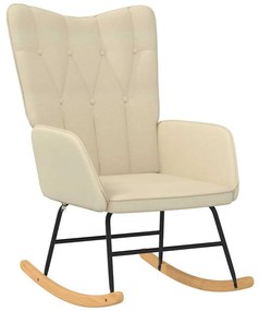 vidaXL Πολυθρόνα Κουνιστή Κρεμ Υφασμάτινη με Σκαμπό