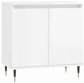 vidaXL Ντουλάπι Μπάνιου Γυαλ. Λευκό 58 x 33 x 60 εκ. από Επεξεργ. Ξύλο