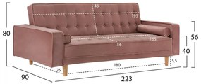 Καναπές - Κρεβάτι Salvador Βελούδο Σάπιο Μήλο 223x90x80Y εκ. 223x90x80 εκ.