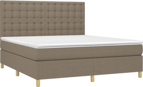 vidaXL Κρεβάτι Boxspring με Στρώμα &amp; LED Taupe 160x200 εκ. Υφασμάτινο