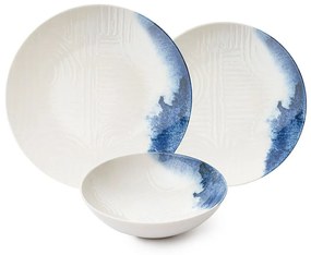 Σερβίτσιο Πιάτα Φαγητού (Σετ 24Τμχ) 387GRP1349 White-Blue Hermia 24 τμχ Πορσελάνη