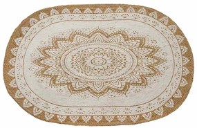 vidaXL Χαλιά χώρου Floral Φυσικό με Λευκή Εκτύπωση 122 x 183 cm Γιούτα