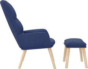 vidaXL Πολυθρόνα Relax Μπλε Υφασμάτινη με Σκαμπό