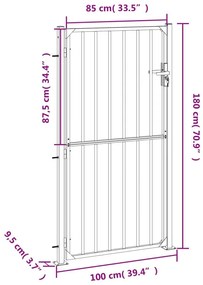 Πόρτα Περίφραξης Κήπου 100 x 180 εκ. από Ανοξείδωτο Ατσάλι - Ασήμι