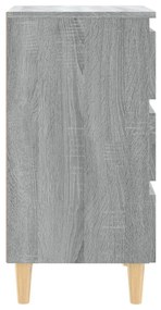 Κομοδίνο Γκρι Sonoma 40 x 35 x 69 εκ. με Μασίφ Ξύλινα Πόδια - Γκρι