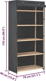 vidaXL Ντουλάπα Γκρι 79 x 40 x 170 εκ. Υφασμάτινη