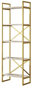 Ραφιέρα Δαπέδου 956LCS3142 58x30x175cm Marble Effect White-Gold