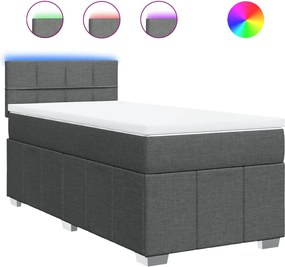 vidaXL Κρεβάτι Boxspring με Στρώμα Σκούρο Γκρι 90x200 εκ. Υφασμάτινο