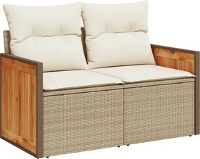 vidaXL Σετ Καναπέ Κήπου 13τεμ Μπεζ Συνθ. Ρατάν με Μαξιλάρια