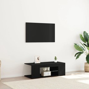 Ντουλάπα τηλεόρασης με LED φώτα Μαύρη Δρυς 90x39x30 εκ από επεξεργασμένο ξύλο