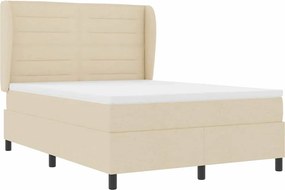 vidaXL Κρεβάτι με ελατήρια με στρώμα Κρεμ 140 x 200 cm ύφασμα