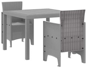 vidaXL Σέτ φαγητού για κήπο 3 pcs Ανοιχτό γκρι Rattan Polt