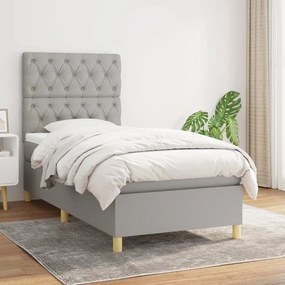 vidaXL Κρεβάτι Boxspring με Στρώμα Ανοιχτό Γκρι 80x200 εκ. Υφασμάτινο