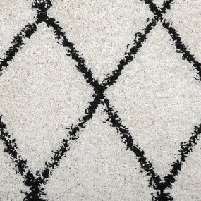Χαλί Shaggy με Ψηλό Πέλος Μοντέρνο Κρεμ και Μαύρο 240 x 240 εκ. - Πολύχρωμο