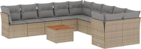 vidaXL Patio Sofa Set 10-θέσια Μικτό μπεζ και γκρι