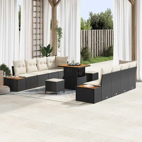vidaXL Σετ Καναπέ Κήπου με μαξιλάρι 11 pcs Μαύρο Πολυ ράταν