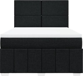 vidaXL Κρεβάτι Boxspring με Στρώμα Μαύρο 140x190 εκ. Υφασμάτινο