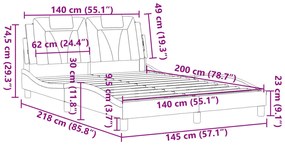 ΠΛΑΙΣΙΟ ΚΡΕΒΑΤΙΟΥ ΜΕ ΚΕΦΑΛΑΡΙ ΓΚΡΙ 140X200 ΕΚ. ΣΥΝΘΕΤΙΚΟ ΔΕΡΜΑ 3208099