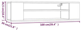 Κρεμαστό Ντουλάπι Τηλεόρασης Καφέ Δρυς 100x30x26,5εκ Επεξ. Ξύλο - Καφέ