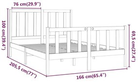 Σκελετός Κρεβατιού Χωρίς Στρώμα 160x200 εκ Μασίφ Ξύλο Πεύκου - Καφέ