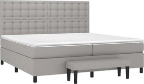 vidaXL Κρεβάτι Boxspring με Στρώμα Ανοιχτό Γκρι 200x200 εκ. Υφασμάτινο