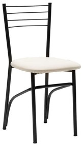 Καρέκλα "ΡΙΓΑ" από μέταλλο/τεχνόδερμα σε μαύρο gloss/εκρού χρώμα 40x36x83