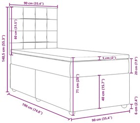 Κρεβάτι Boxspring με Στρώμα Σκούρο Καφέ 90x190 εκ. Υφασμάτινο - Καφέ