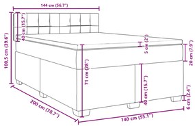 Κρεβάτι Boxspring με Στρώμα Κρεμ 140x200 εκ. Υφασμάτινο - Κρεμ