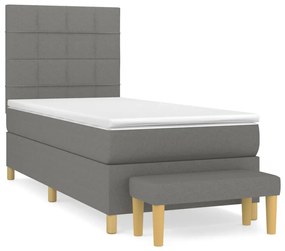 vidaXL Κρεβάτι Boxspring με Στρώμα Σκούρο Γκρι 80x200 εκ. Υφασμάτινο