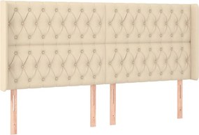 vidaXL Κρεβάτι Boxspring με Στρώμα &amp; LED Κρεμ 200x200 εκ. Υφασμάτινο