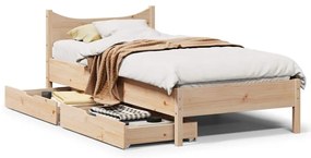 vidaXL Πλαίσιο Κρεβατιού με Συρτάρια 75x190εκ. Μασίφ Πεύκο